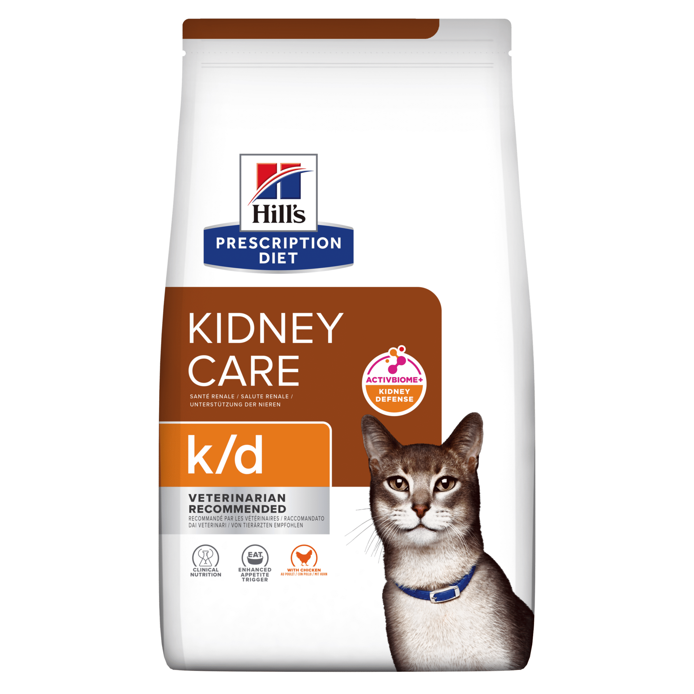 PD-Feline-k∕d-with-Chicken-Dry-EU-3D-Front Hill’s PRESCRIPTION DIET k/d з ActivBiome+ Kidney Defense Сухий корм для котів підтримання функції нирок, з куркою