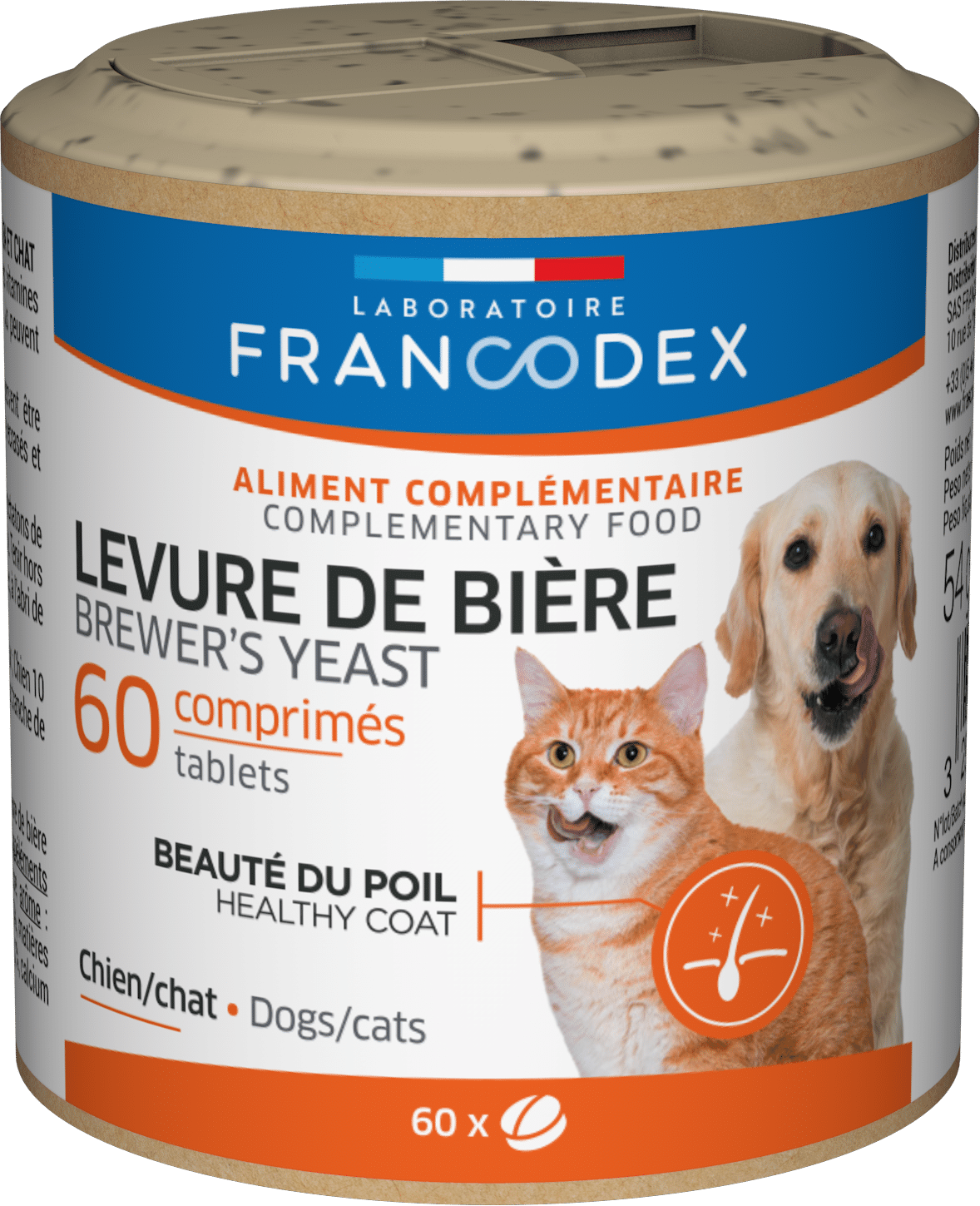 170385 LABORATOIRE FRANCODEX BREWER YEAST DOG CAT 60TAB, Лаборатуар Франкодекс Пивні дріжджі для котів і собак, 60 таб.