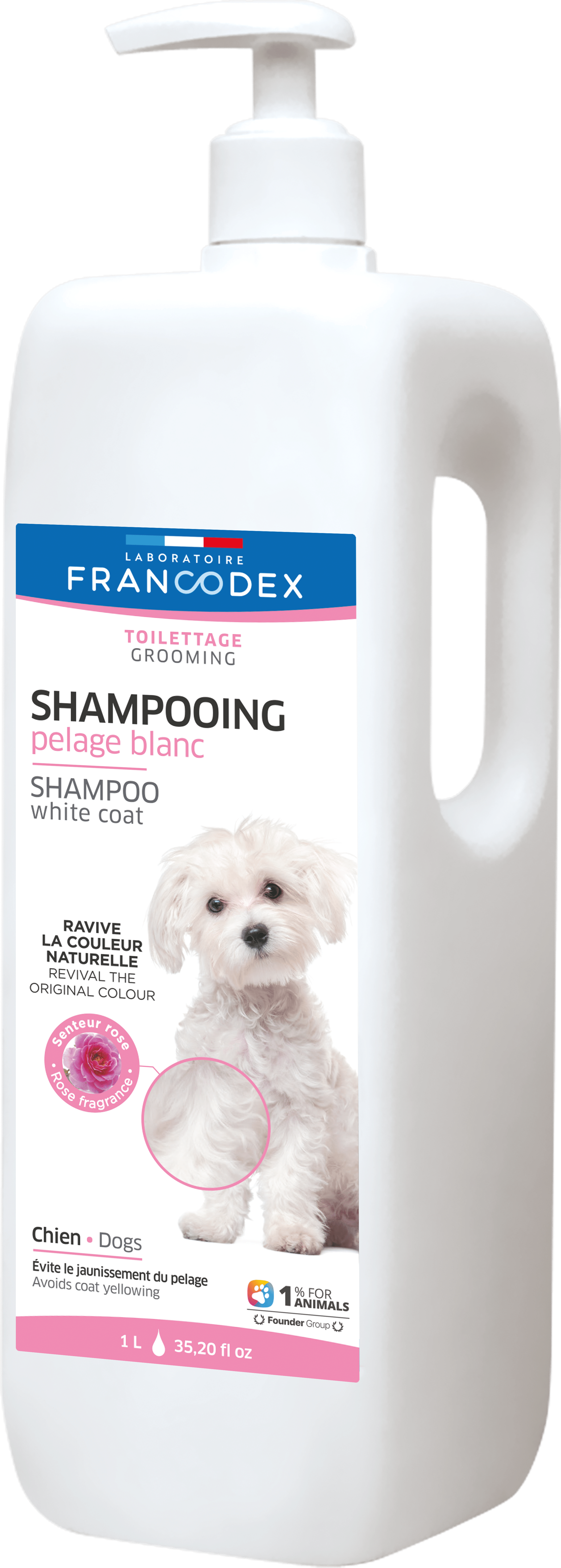 172441 LABORATOIRE FRANCODEX WHITE COAT SHAMPOO DOG Шампунь для собак з білою шерстю, 1л